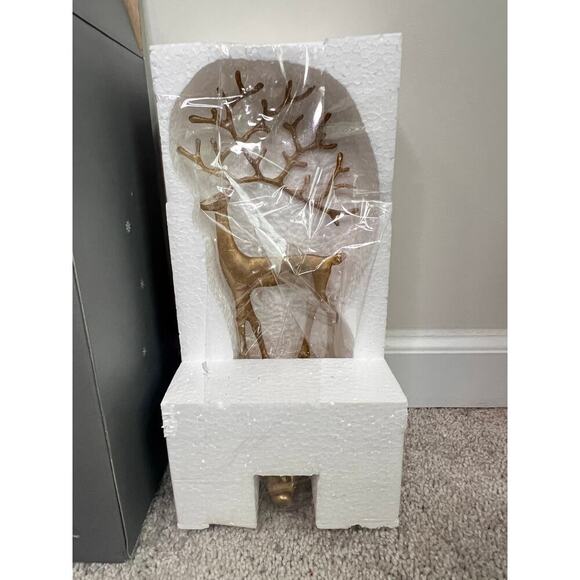 Pottery Barn Large Gilded Reindeer Gold Christmas Stocking Holders - Set of 2 - Picture 5 of 6